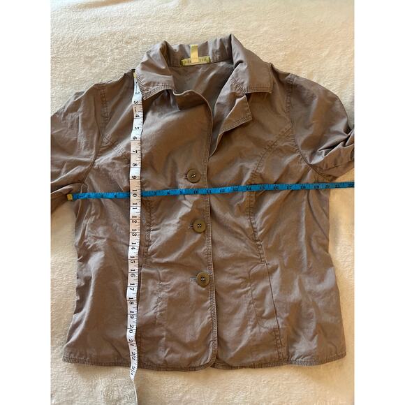 Sigrid Olsen Taupe tan button front blazer jacket pockets lightweight plus 14 - Picture 7 of 8